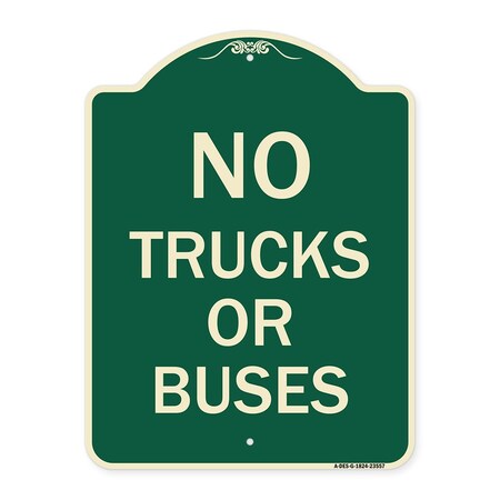 Signmission Designer Series No Trucks or Buses, Green & Tan Heavy-Gauge Aluminum Sign, 24" x 18", G-1824-23557 A-DES-G-1824-23557